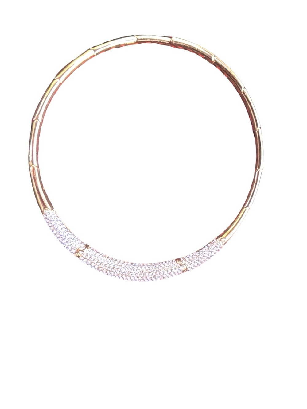 Joan Bryce Pave’ Crystal Rose Gold tone Collar Necklace Elegant Women's Jewelry